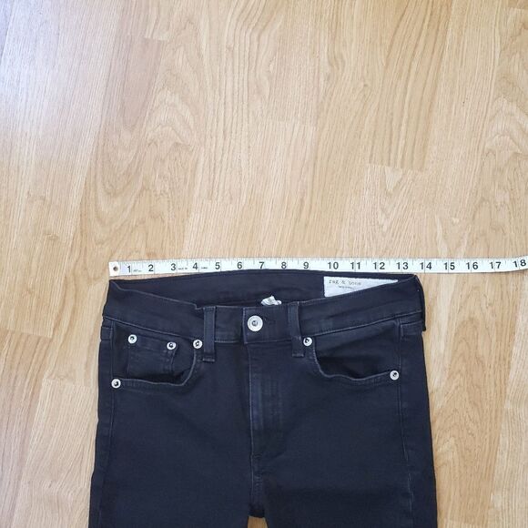 Rag & Bone Ankle Skinny Raw Hem Jeans - size 27 in Black. - Picture 8 of 14